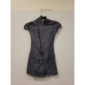 Just Kidding LA Belle Girls Dress Size 7 Blue Denim Look Full Zip Short Sleeve